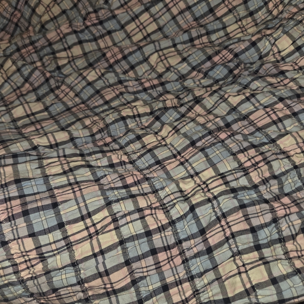 Tommy Hilfiger Home Twin Comforter Blue Plaid Cotton Textured Pleated Crinkled - Picture 5 of 7